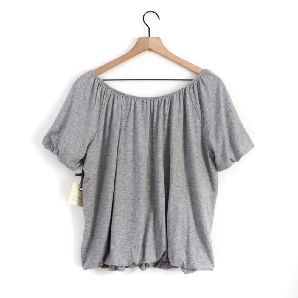 Hinge Scoop Neck Pleated Balloon Sleeve Top - Picture 6 of 8